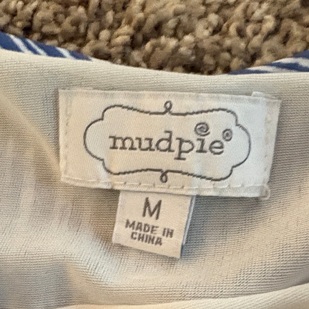 Mud Pie Blue and White Striped Chiffon Dress - Picture 2 of 8